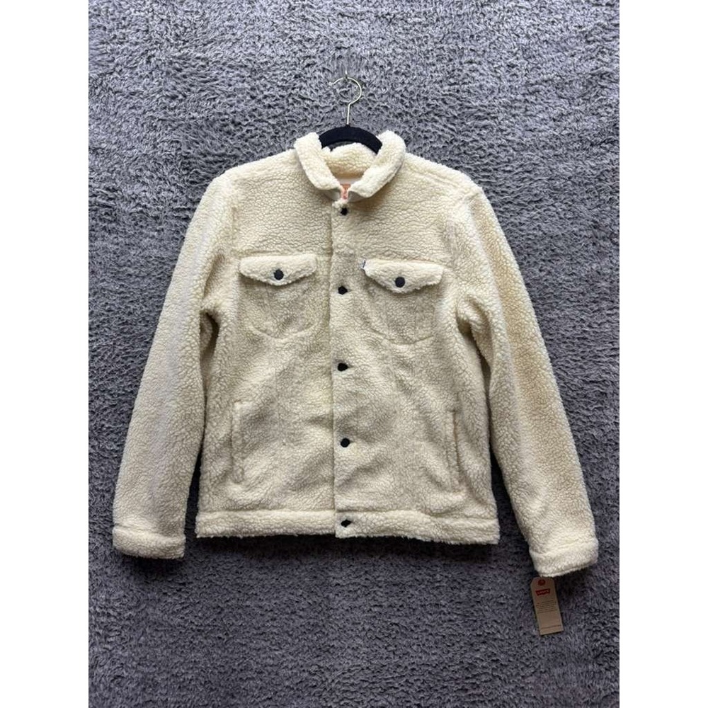 NWT Levi's Fleece Sherpa Trucker Jacket Off-White Youth Size XL 13-15 YRS $70